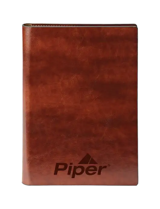 Piper Fabrizio Brown 7 x 9.625 Padfolio & Refillable Notepad w/Piper Logo