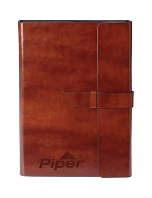 Piper Fabrizio Brown Refillable 6.875 x 9.56 Portfolio w/Piper Logo
