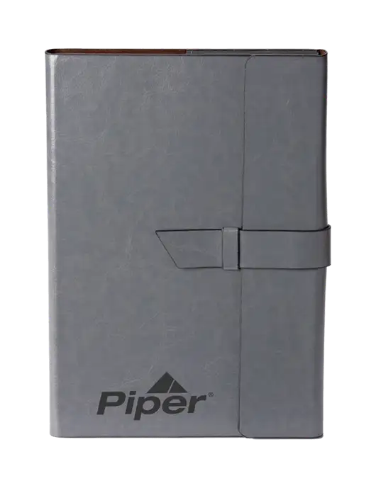 Piper Fabrizio Grey Refillable 6.875 x 9.56 Portfolio w/Piper Logo