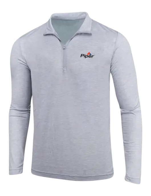Piper Light Grey Heather Posicharge Tri-Blend Wicking 1/4 Zip Pullover w/Piper Logo