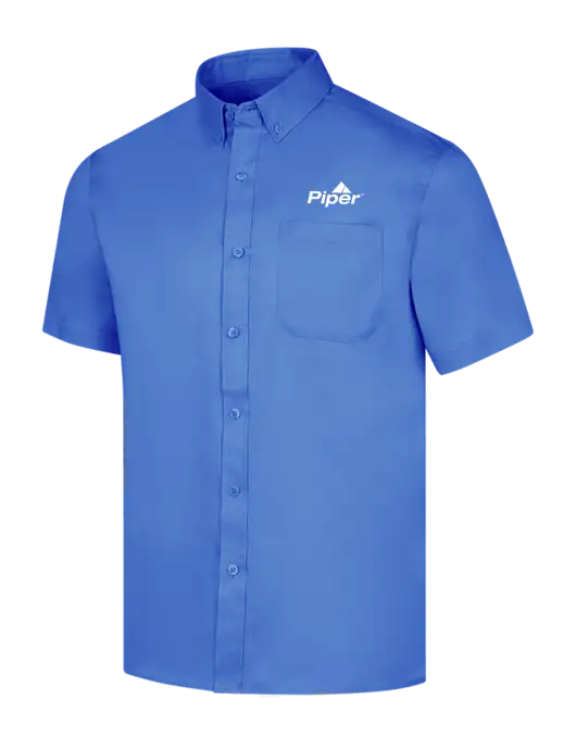 Piper Short Sleeve Dark Carolina Blue Superpro React Twill Shirt w/Piper Logo