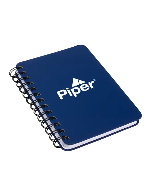Piper Sturdy Navy Blue Hardcover Notebook, 5.25 x 7 w/Piper Logo