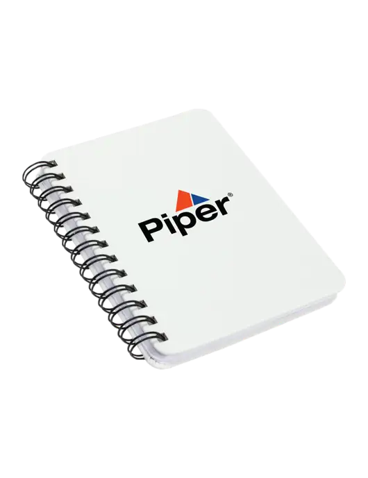 Piper Sturdy White Hardcover Notebook, 5.25 x 7 w/Piper Logo