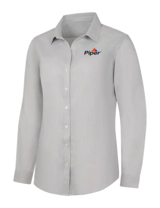 Piper Light Grey/White Womens Pincheck Easy Care Shirt w/Piper Logo