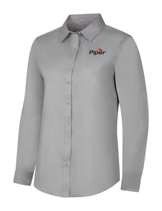 Piper Light Grey Womens Long Sleeve Superpro React Twill Shirt w/Piper Logo