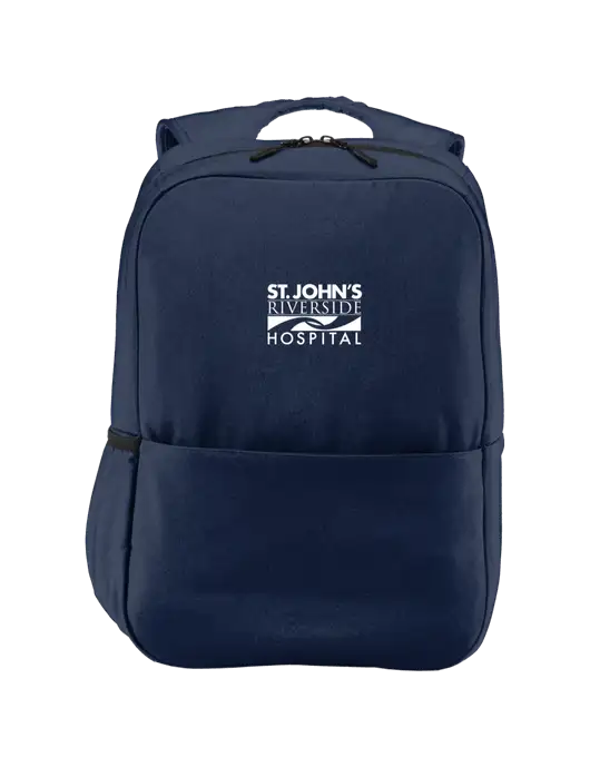 St. John’s Riverside Access Square Laptop River Blue Navy Backpack w/St. John's Riverside Logo