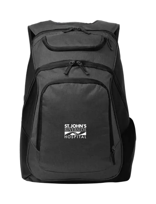 St. John’s Riverside Executive Graphite Heather/Black Laptop Backpack w/St. John's Riverside Logo