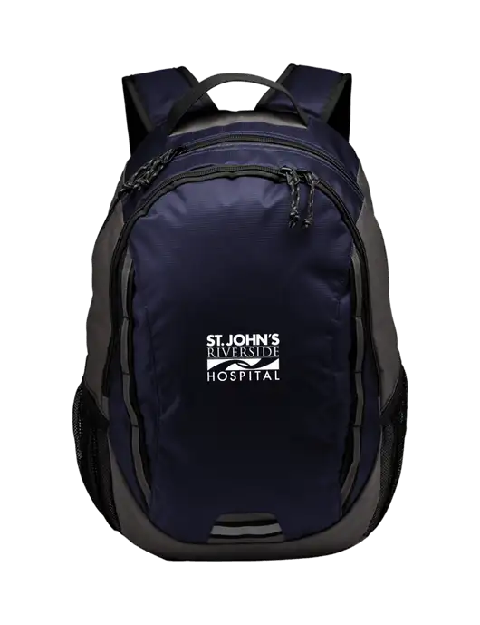 St. John’s Riverside Ridge Deep Navy/Dark Charcoal Laptop Backpack w/St. John's Riverside Logo