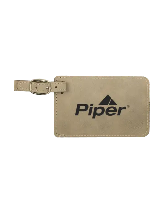 Piper Tan Leatherette Luggage Tag w/Piper Logo