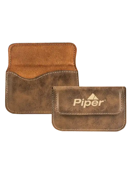 Piper Rustic Leatherette Slim Business Card Holder w/Piper Logo