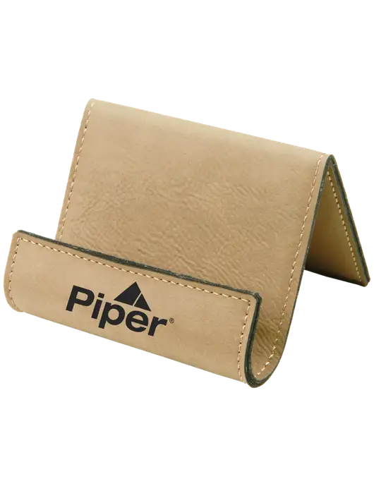 Piper Tan Leatherette Card & Phone Holder w/Piper Logo