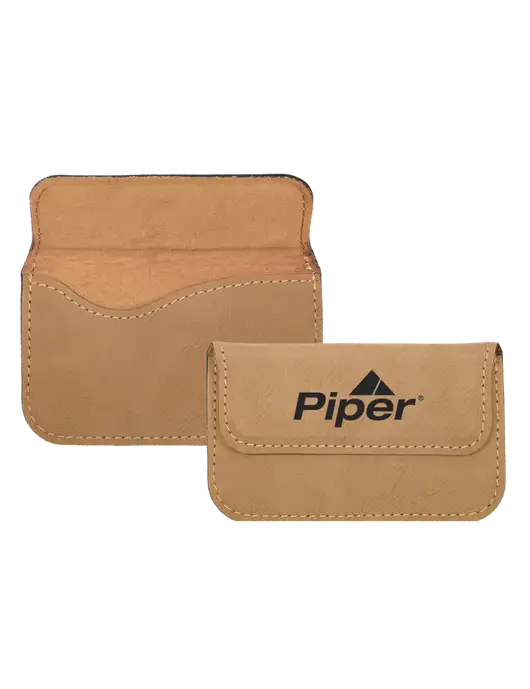 Piper Tan Leatherette Slim Business Card Holder w/Piper Logo