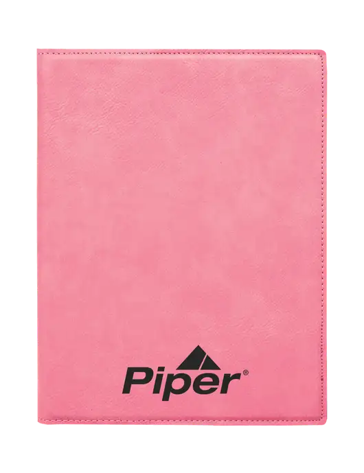 Piper Pink Leatherette 7 x 9 Portfolio with Notepad w/Piper Logo