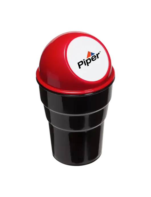 Piper Red Car Cup Holder Trash Can w/Piper Logo