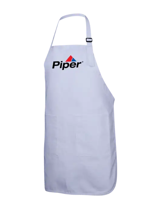 Piper Full-Length White Apron With Pockets w/Piper Logo