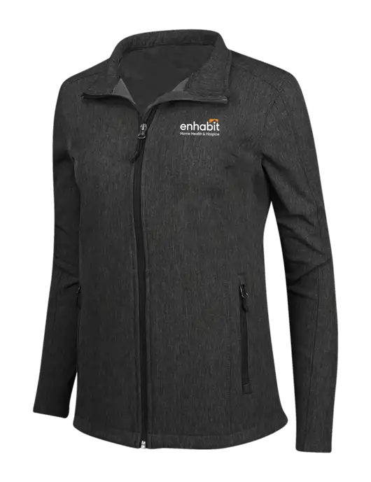 Enhabit Black Charcoal Heather Womens Core Soft Shell Jacket w/Enhabit Logo
