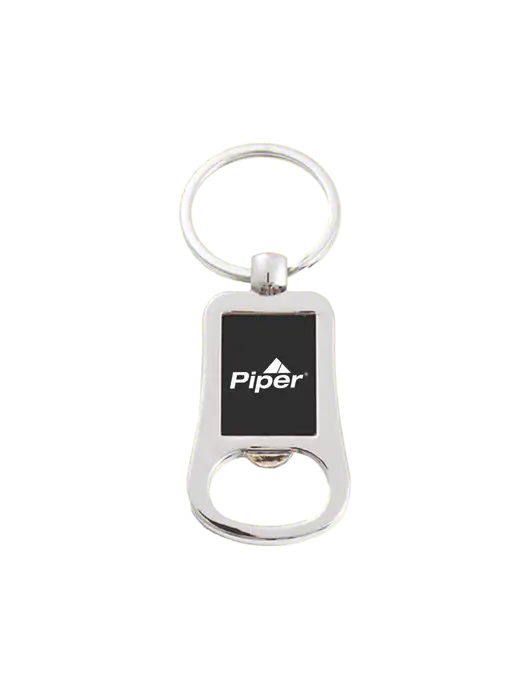 Piper Silver & Black Bottle Opener Keychain w/Piper Logo