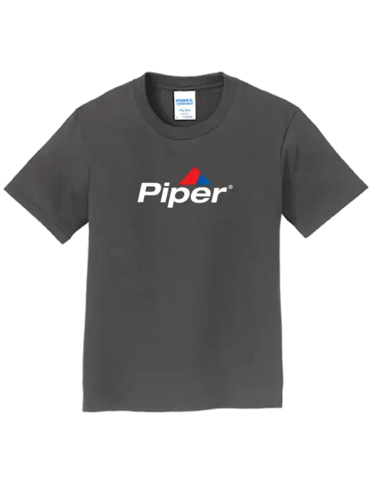 Piper Youth Ring Spun Charcoal 4.5 oz T-Shirt w/Piper Logo
