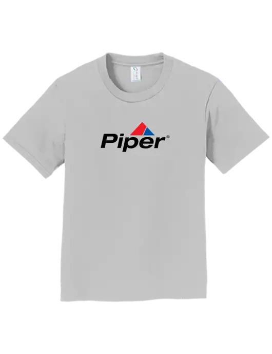 Piper Youth Ring Spun Medium Grey 4.5 oz T-Shirt w/Piper Logo