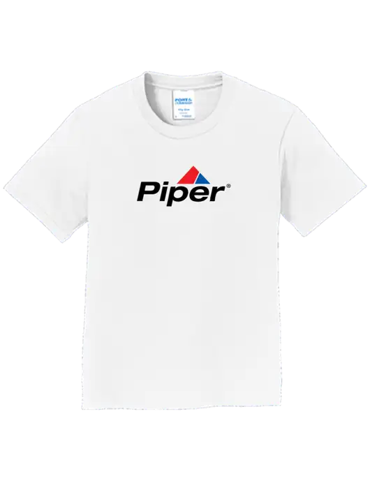 Piper Youth Ring Spun White 4.5 oz T-Shirt w/Piper Logo
