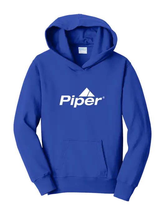Piper Youth True Royal 7.8 oz Cotton/Poly Pullover Hooded Sweatshirt w/Piper Logo