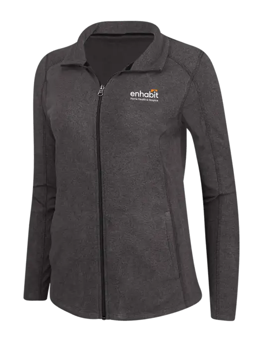 Enhabit Black Charcoal Womens Heather Microfleece Full-Zip Jacket w/Enhabit Logo