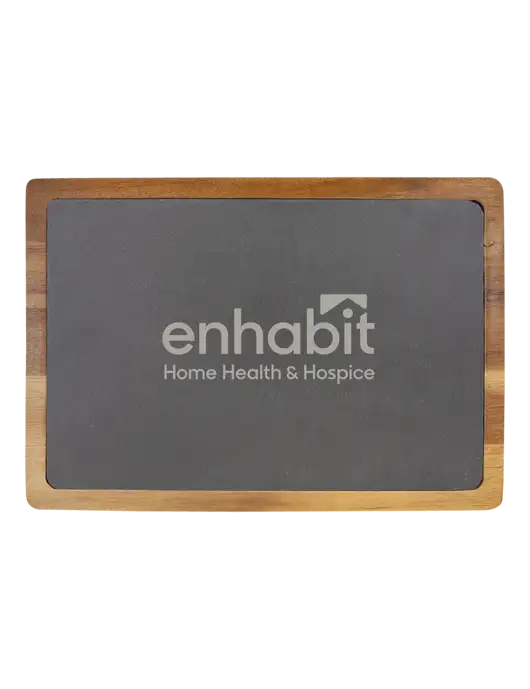 Enhabit Acacia Wood/Slate Cutting Board, 13 x 9 w/Enhabit Logo
