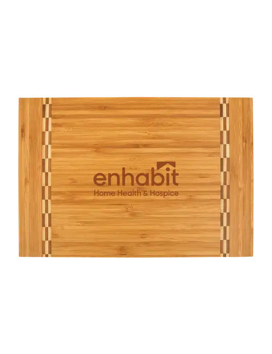 Enhabit Bamboo Cutting Board with Butcher Block Inlay, 15 x 10.25 w/Enhabit Logo