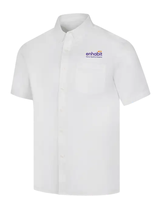 Enhabit Short Sleeve White Superpro React Twill Shirt w/Enhabit Logo