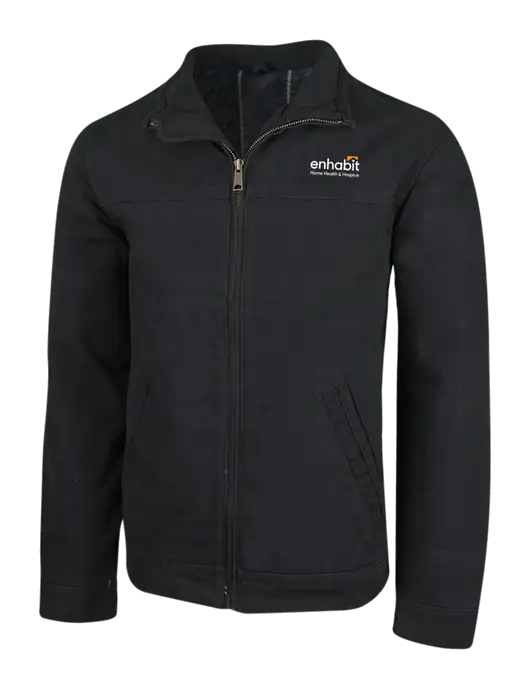 Enhabit Cornerstone Black Washed Duck Cloth Flannel Lined Work Jacket w/Enhabit Logo