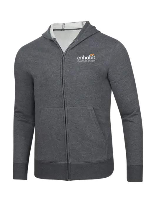 Enhabit Full-Zip Graphite Heather Hooded Sweatshirt w/Enhabit Logo