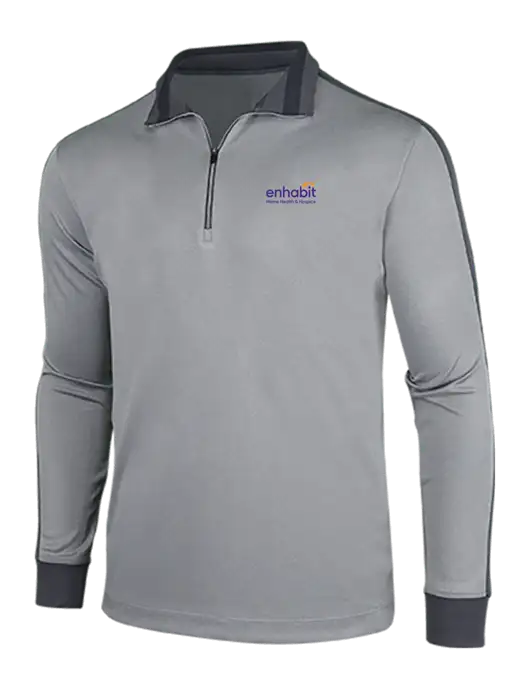 Enhabit NIKE Athletic Grey/Heather Dark Grey Dry-Fit 1/2 Zip Cover-Up w/Enhabit Logo