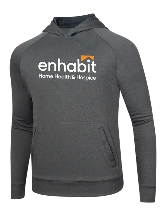 Enhabit Tech Graphite Heather Fleece Hooded Sweatshirt w/Enhabit Logo