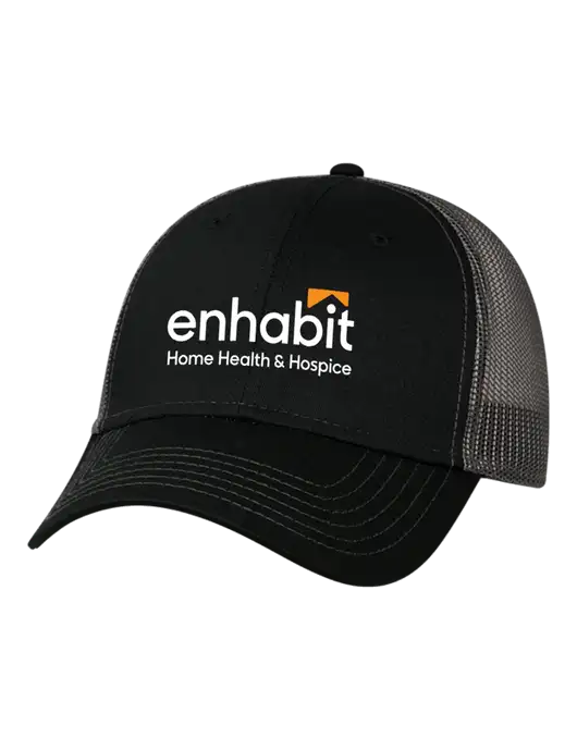 Enhabit Black & Grey Mesh Trucker Cap Snap Back w/Enhabit Logo