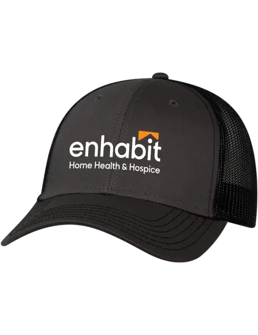 Enhabit Charcoal & Black Mesh Trucker Cap Snap Back w/Enhabit Logo