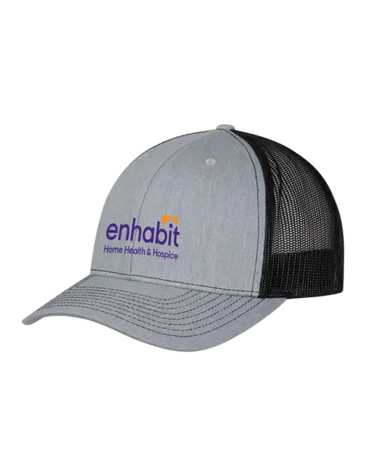 Enhabit Richardson Adjustable Snapback Original 112 Trucker Cap Heather Grey w/Black Mesh w/Enhabit Logo