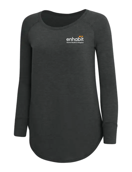 Enhabit Womens Perfect Wide Collar Tunic Tri-Blend Black Frost 4.5 oz T-Shirt w/Enhabit Logo