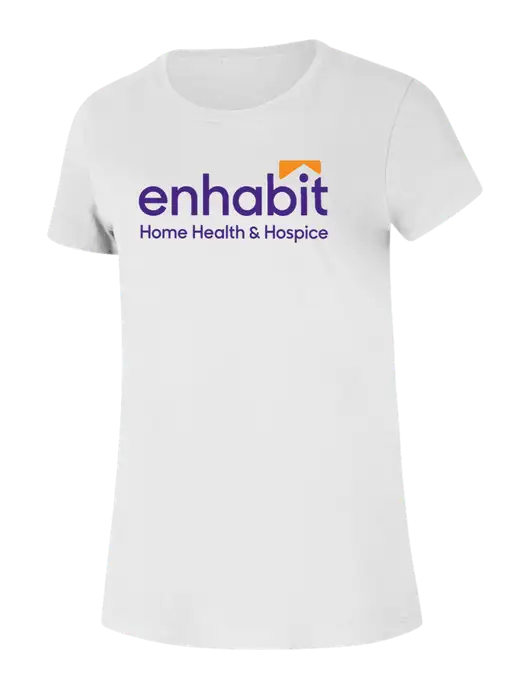 Enhabit Womens Ring Spun White 4.5 oz T-Shirt w/Enhabit Logo