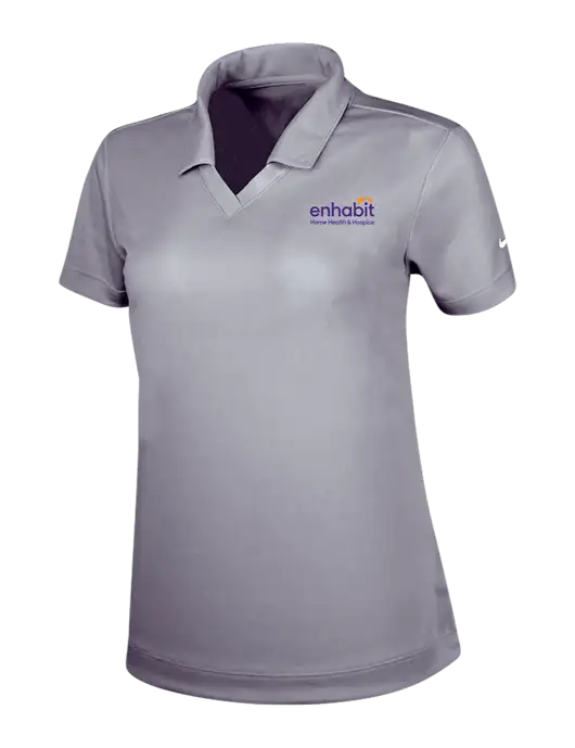 Enhabit NIKE Medium Grey Womens Dri-Fit Micro Pique Polo w/Enhabit Logo