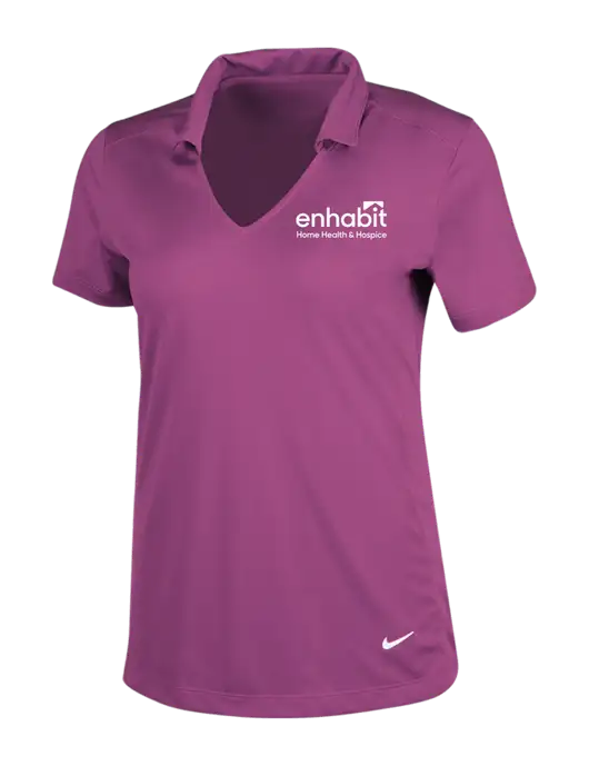 Enhabit NIKE Pink Fire Womens Dri-Fit Vertical Mesh Polo w/Enhabit Logo