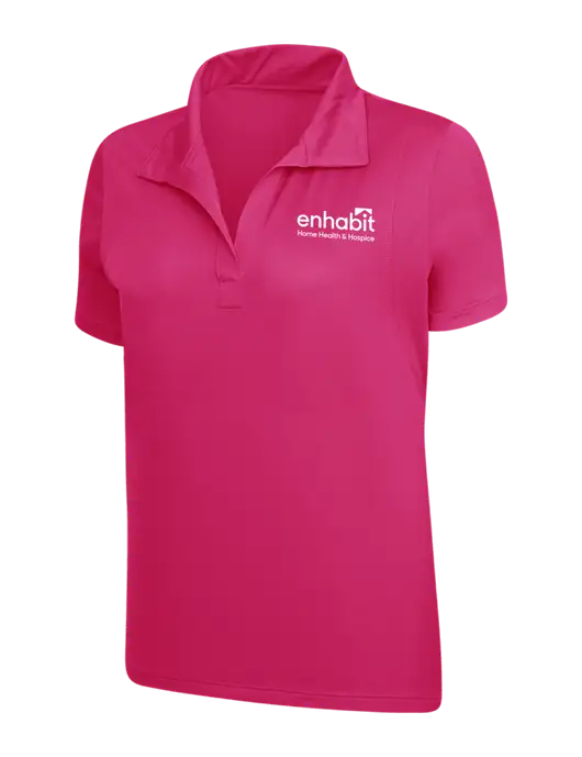 Enhabit Womens Pink Raspberry Micropique Sport-Wick Polo w/Enhabit Logo