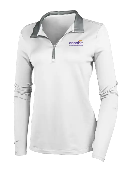 Enhabit NIKE White/Dark Grey Womens Dry-Fit Stretch 1/2 Zip Cover-Up w/Enhabit Logo