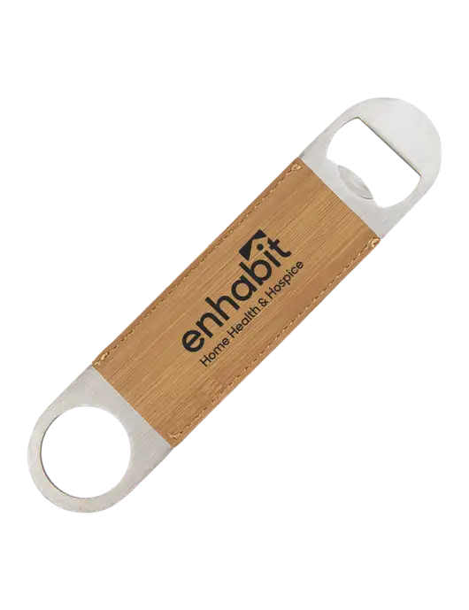 Enhabit Bamboo Leatherette Bottle Opener w/Enhabit Logo