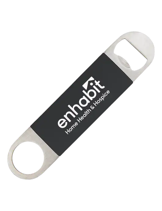 Enhabit Black Bottle Opener with Silicone Grip w/Enhabit Logo