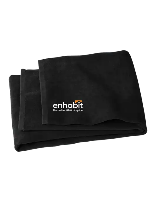 Enhabit Black Beach Towel w/Enhabit Logo