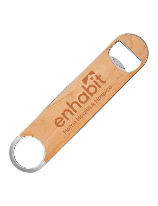 Enhabit Bottle Opener w/Wood Veneer, 7 x 1.2 w/Enhabit Logo