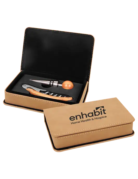 Enhabit Sand Leatherette 2 Piece Wine Tool Set w/Enhabit Logo