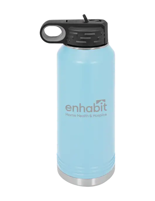 Enhabit Polar Camel 32 oz Powder Coated Light Blue Vacuum Insulated Water Bottle w/Enhabit Logo