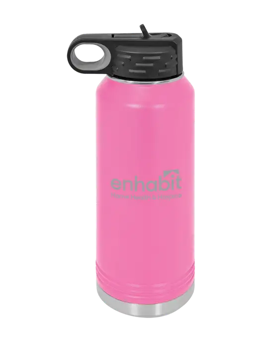 Enhabit Polar Camel 32 oz Powder Coated Pink Vacuum Insulated Water Bottle w/Enhabit Logo