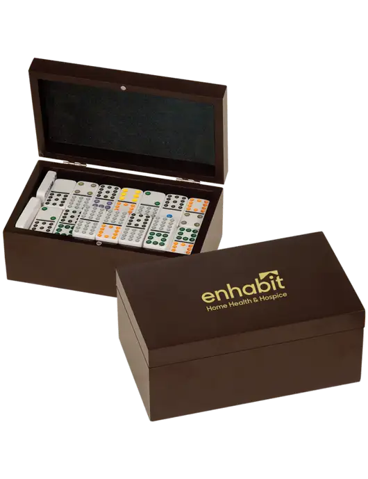 Enhabit Rosewood Double Twelves 91 Piece Dominos Set w/Enhabit Logo